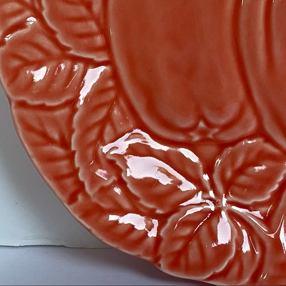 Pumpkin Plate Dish Ceramic 8.5” Fall Autumn leaves Cookies Dessert cheese EIC - Picture 3 of 13